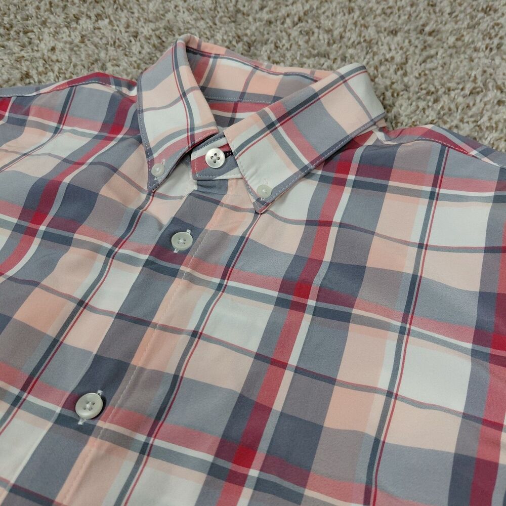 Mizzen + Main Shirt Mens Medium Trim Fit Plaid Leeward Button Up Long Sleeve